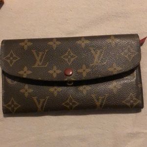 Authentic Louis Vuitton Monogram Emilie Wallet Red Never Full With box